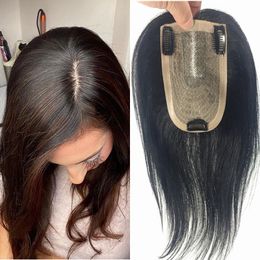 Synthetic s Vsr 9x13 Human Hair Topper For Women Straight 3 Clips Black Breathing Swiss Lace 913cm Loss 230214