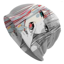 Berets Anime Girl Zero Two Beanie Cap Unisex Winter Warm Bonnet Femme Knit Hat Outdoor Ski Darling In The FranXX Skullies Beanies Hats