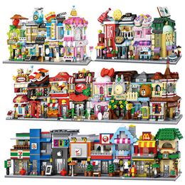 Loz Mini Street View City Building Blocks DIY Ассамблея Образовательные кирпичи 3D архитектура магазин магазин магазин детские подарки рождественские игрушки Q12265Q