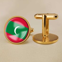 Maldivian Flag Cufflinks National Flag Cufflinks of All Countries in the World Suit Button Suit Decoration for Party Gift Crafts