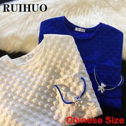 Men's T-Shirts RUIHUO Solid Funny T Shirts For Men Free Shipping Summer Clothes For Men Tshirt Streetwear Harajuku Tops Chinese Size 3XL 2022 Y2302