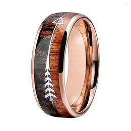 Cluster Rings European And American Fashion Rose Gold Arrow Wood Grain Fishbone Ring Trend Men's