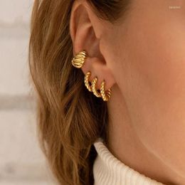 Hoop Earrings Korean C Shape For Women Gold Colour Chunky Twist Croissant Earings Female Trendy Jewellery Accessories Gift E473