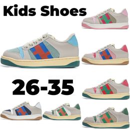 Distressed Kids Shoes Dirty Designer Sneakers Screener Toddler Youth Causal Classic Shoe Kid Baby Italy Dust Trainers Boys Girl Blue Red