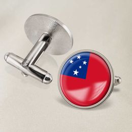 Samoan Flag Cufflinks National Flag Cufflinks of All Countries in the World Suit Button Suit Decoration for Party Gift Crafts