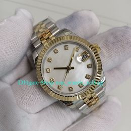 7 Model 904L Steel 18k Yellow Gold Watches for Women 31mm Mop Diamond Dial Fluted Bezel Sapphire Glass Cal.2836 Movement Automatic Ladies Watch