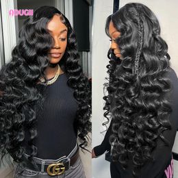 Lace s Loose Wave Front For Women Indian Hair Deep Curly Human Natural line Transparent 30 Inch 230214