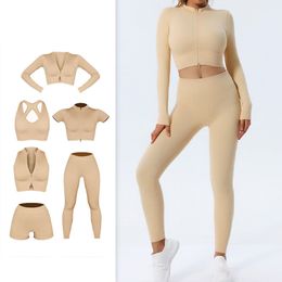 Yoga Outfits Seamless Yoga Set Women Sport Set Gym Clothing 2 Pcs Workout Sportswear Fitness Crop Top High Waist Leggings Sports Suits Women 230213