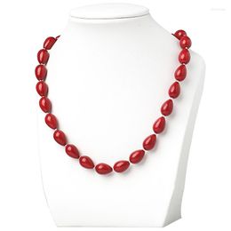 Chains Dark Red Stone 9x13mm Artificial Coral Necklace 18inch For Elegant Female Wholesale H405