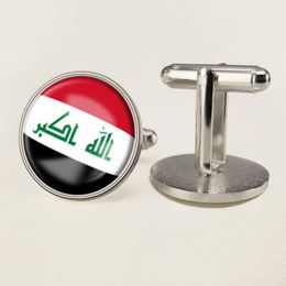 Iraqi Flag Cufflinks National Flag Cufflinks of All Countries in the World Suit Button Suit Decoration for Party Gift Crafts