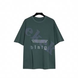 Luxury Fashion Brand Mens T Shirt Hollow Letter Embroidery Short Sleeve Round Neck Summer Loose T-shirt Top Green Asian Size S-2XL