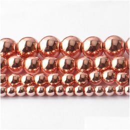 Magnetic Materials 8Mm Natural Stone Beads Rose Gold Hematite Round Loose For Jewelry Making 15 Inches 4/6/8/10Mm Diy Drop De Dhgarden Dhulv