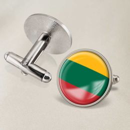 Lithuanian Flag Cufflinks National Flag Cufflinks of All Countries in the World Suit Button Suit Decoration for Party Gift Crafts