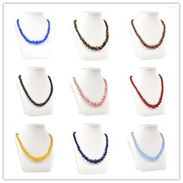 Chains Natural Stones Round Beads Blue Sandstone Crystal Malachite Quartz Jewellery Necklace Factory Wholesale 18" 1Pcs