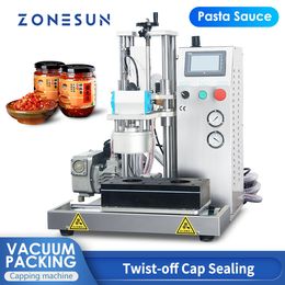 ZONESUN Jar Capping Machine Vacuum Packing Semi-Automatic Glass Bottle Can Twist Off Top Sealing Chilli Sauce Production ZS-XG201