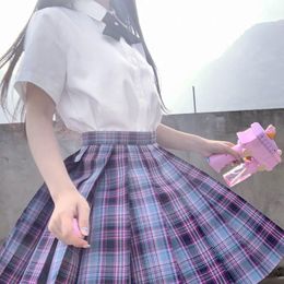 Skirts Japanese Style Kawaii Gothique College Pleated Skirt E Girl Saia Xadrez Lolita Plaid Cosplay Sailor Suit Korean Woman