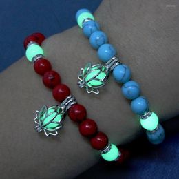 Charm Bracelets Luminous Natural Stone Bracelet For Women Men Glow In The Dark Jewelry Lotus Elephant Fluorescence 2023 Fashion