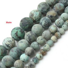 Stone 8Mm 15Inches Natural Beads Dl Polish Matte African Round Loose For Jewellery Making 4/6/8/10Mm Drop Delivery Dhgarden Dhnmt