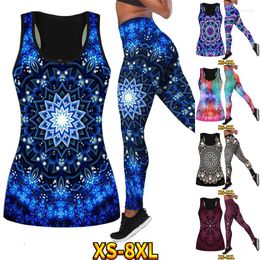 Women's Pants Fashion Casual Yoga Set Spring Summer Women Gym Workout Suit Sleeveless Breathable Activewear 3D Printing Clothes