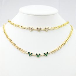 Chains 10pcs/lot 18inch Fine Heart Shaped Cz Necklace Colorful Connector Handmade Finished Jewelry WholesaleChains
