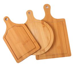 Tagliare blocchi rotondi tagliere in legno cucina tagliere di bambù in legno a tavola per alimenti in legno pizza frutta può appendere