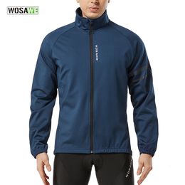 Cycling Shirts Tops WOSAWE Men Cycling Jacket Winter Thermal Fleece Bicycle MTB Road Bike Clothing Windproof Waterproof Long Jersey Keep Warm Coat 230213