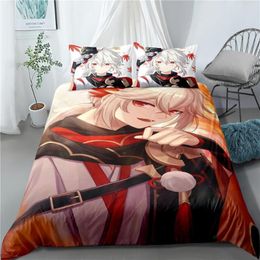 Bedding Sets 3D Printed Genshin Impact Set Xiao Kaedehara Kazuha Duvet Cover Kamizato Ayaka Bedclothes And Pillowcase For Girls Teens