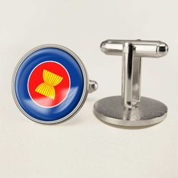 Asean Association Flag Cufflinks All Over the World Flag Cufflinks Suit Button Suit Decoration for Party Gift Crafts