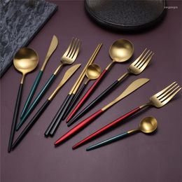 Dinnerware Sets 5Pcs/Set 304 Stainless Steel Cutlery Set Knife Spoon Fork Chopsticks Travel Tableware For Picnic Kitchen Supplies