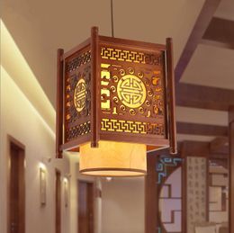 Pendant Lamps Traditional Chinese Style Classical Carved Wood Art Lights Creative Minimalist Lamp For Corridor&porch&stairs MYR013Pe