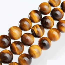 Stone 8Mm Natural Yellow Tiger Eye Round Loose Beads 4Mm 6Mm 10Mm 12Mm Diy Making Drop Delivery Jewellery Dhgarden Dh8Cx