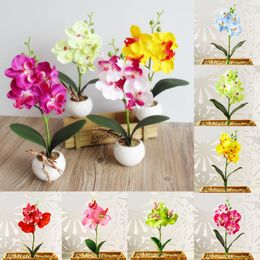Decorative Flowers Simulation Fancy Four Butterfly Orchid Meaty Plant Bonsai Flower Arranging Wedding Decor Mini Phalaenopsis Silk