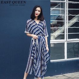 Party Dresses 2023 Striped Woman Summer Beach Long Hippie Dress Casual V-neck Half Sleeve Boho Chic Style NN0468 CE