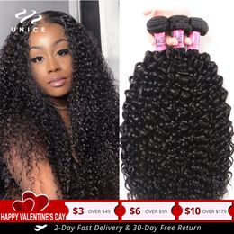 Lace s UNice Hair 100 Curly Weave Human Bundles Remy 826" Brazilian Natural Color 10A 34 Deal 230214