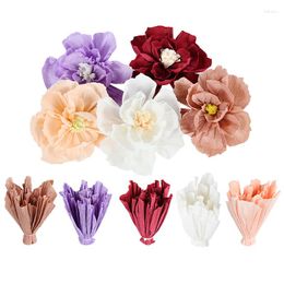 Decorative Flowers 5Pcs/lot 25cm Large Rose Easy Handmade Crepe Paper DIY Wedding Artificial Flower Decor Birthday Party Home Decorations