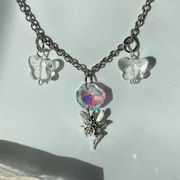 Pendant Necklaces Fairy Sparkle Drop Butterfly Necklace Cottage Core Hippie Choker Sailor Inspired Magical Girl Jewelry