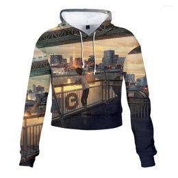 Men's Hoodies Short Sexy Cropped Hooded Sweatshirt Women Long-sleeved Raper Boy 3D Printed Women's Tops Tide Streetwear