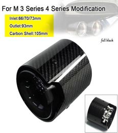 Manifold Parts 2 X Short Car Styling Inlet 66mm70mm73mm Outlet 93mm M Performance Full Black Gloss Carbon Exhaust Muffler Tip 1696783