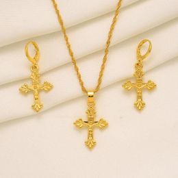 Necklace Earrings Set 24K Gold Planted Fashion Vintage Pendant Colour Charm African Arab Jewellery PartyGifts