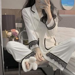 Women's Sleepwear Women Lace Patchwork Pajamas Pyjamas Set Pijama Suit Female Sleep Two Piece Women'S Loungewear Plus Size