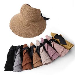 Wide Brim Hats Spring Summer Visors Cap Foldable Wide Large Brim Sun Hat Beach Hats for Women Straw Hat Wholesale R230214