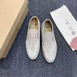 Designer Loropiana Walk Shoes Sheep Cashmere High Banglefu Shoes Women's Single Shoes Slip on Flat Bottom Casual Oversize Women's Shoes Lp 9S1D