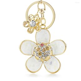 Keychains Selling Novelty Shell Petals Daisy Double Flower-like Crystal Rhinestone Simple Elegant Woman DK245