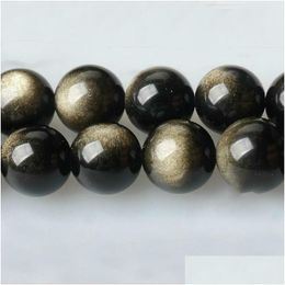 Stone 8Mm Natural Gold Obsidian Round Loose Beads 16 Strand 6 8 10 12 Mm Pick Size For Jewelry Making Diy Drop Delivery Dhgarden Dhjrg