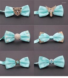 Bow Ties 2023 Fashion Designer Men's Wedding Double Fabric Mint Green Tie Gorgeous Banquet Butterfly With Gift Box