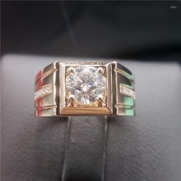 Cluster Rings Pure 18k Rose Gold Ring For Men 1ct D Color Excellent Moissanite VVS1 Engagement Wedding Anniversary Gift