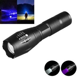 Flashlights Torches LED Ultraviolet White Lamp Double Retractable Zoom Fluorescence Detection Currency Check Light VCK