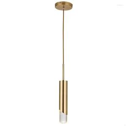 Pendant Lamps Crystal Stick Metal Tube Simple Gold Plated Brass LED Light Selling Lighting For Kitchen Dinning Room