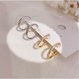 Hoop Earrings Fashion Gold Colour Round For Women Temperament Retro Clip On Jewellery Gift