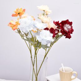 Decorative Flowers The 6-head Snow Peony Simulation Bouquet Wedding Hall Lead Way Home Flower Arrangement Decoration